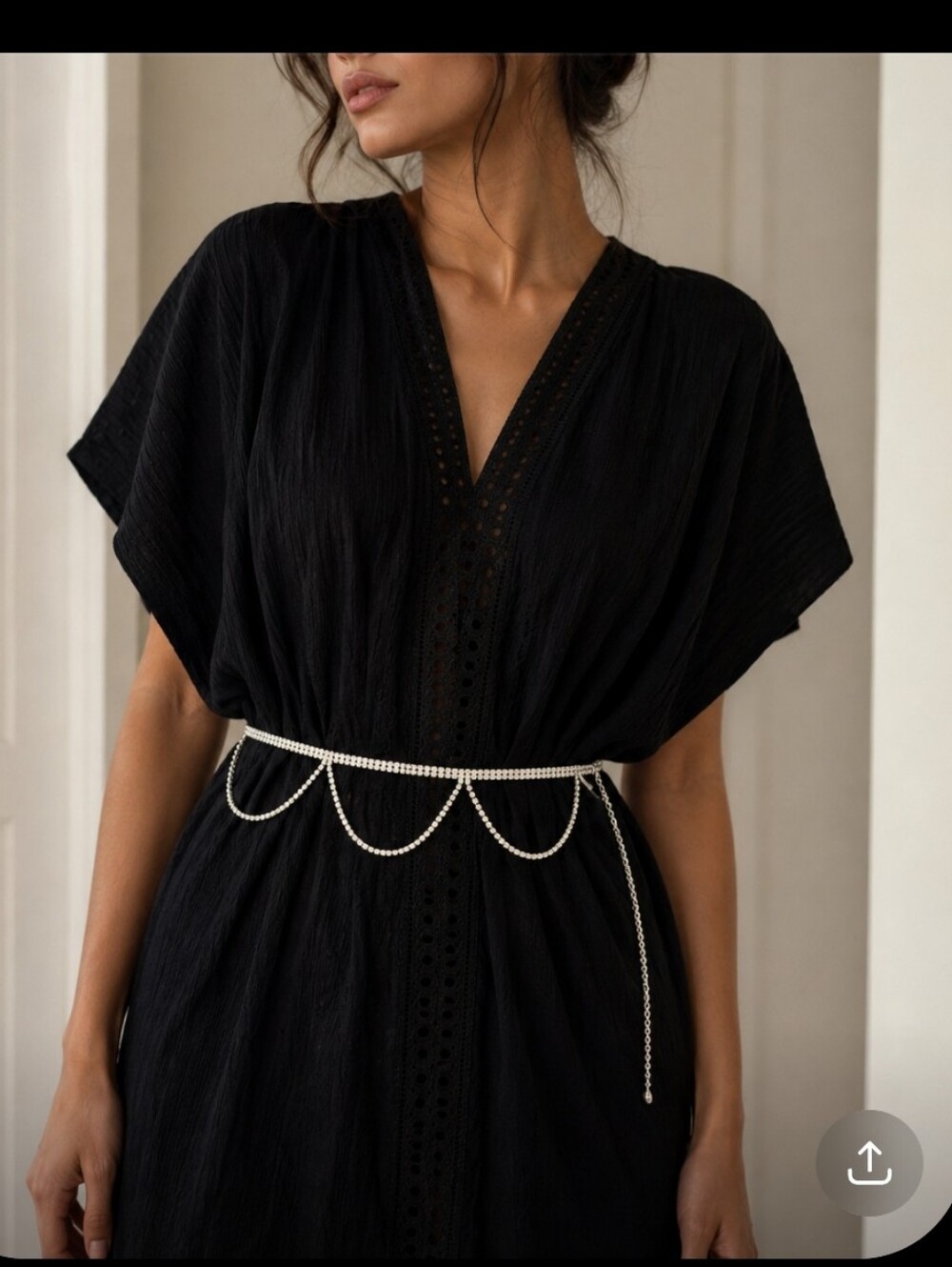 Silver Tone Rhinestone Drape Chain Waist Belt | Adjustable Statement Belt
